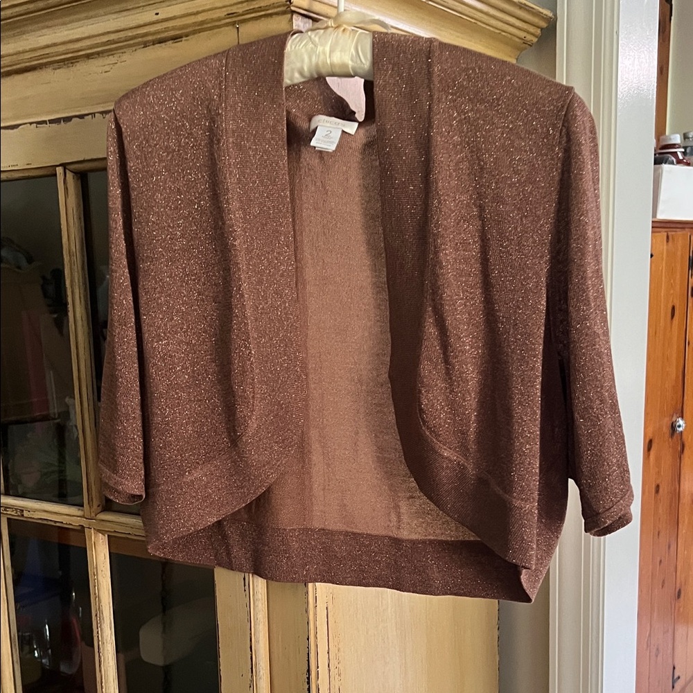 Chico's Sparkling Brown Shrug
